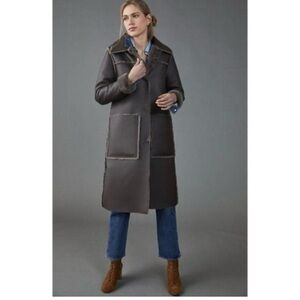 Anthropologie Brown Trench Coat with Tailored Fit and High Collar